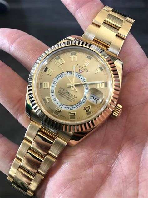 yellow gold diamond sky dweller rolex|rolex sky dweller gold price.